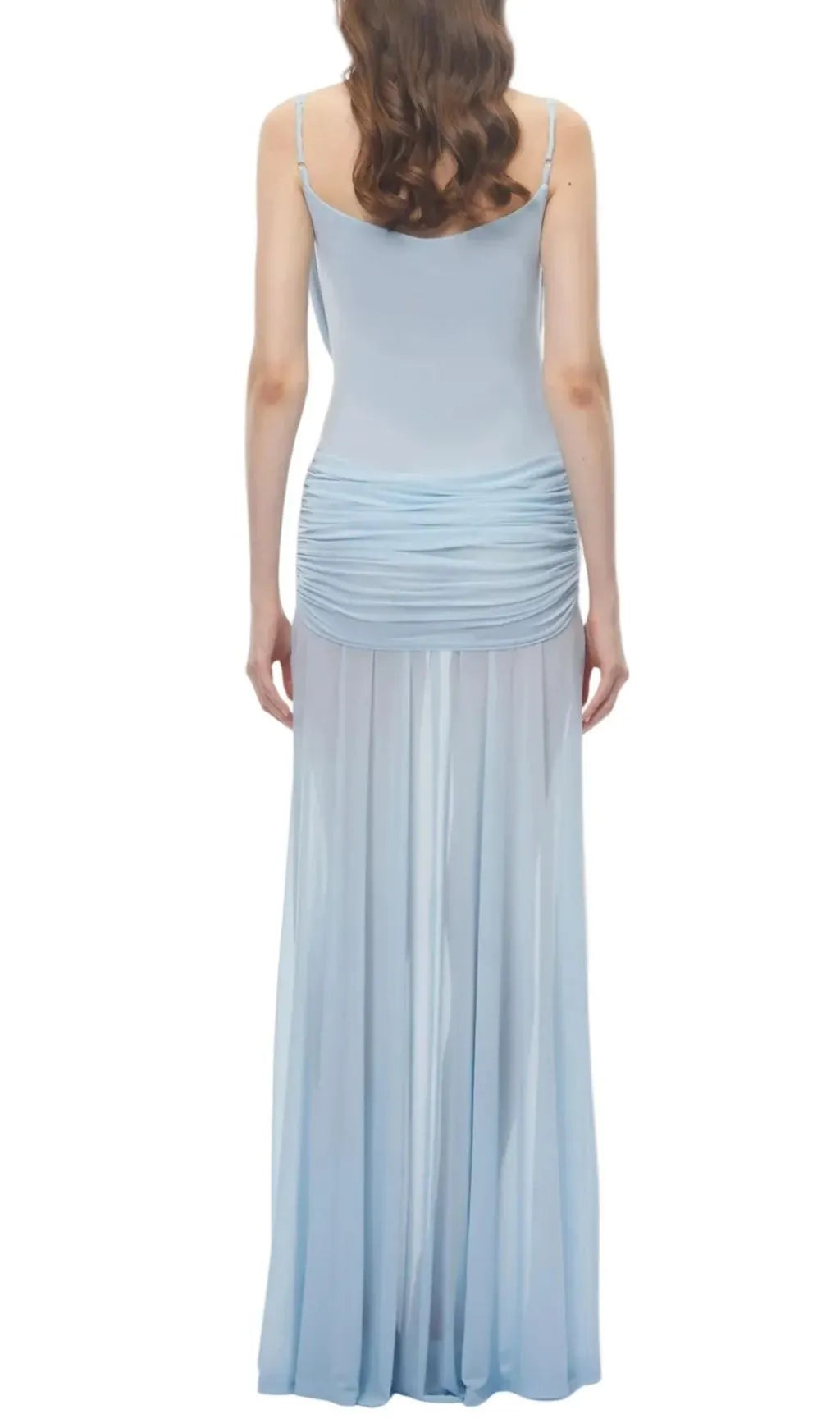 Neraos Draped Ruched Maxi Dress - Blue Flowering Girl