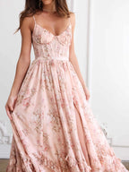 Floral Frill Split Maxi Dress Flowering Girl