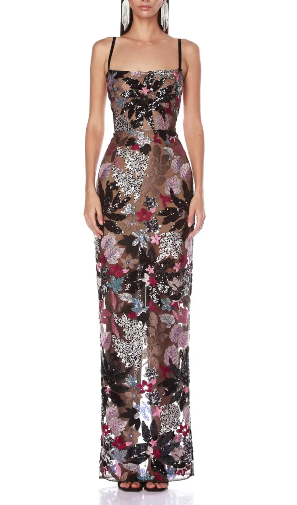 Bryson Floral Sequin Embroidery Maxi Dress Flowering Girl