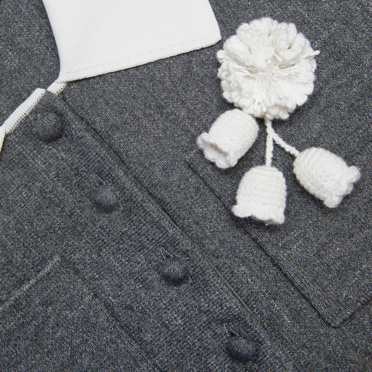 Winni Grey Crochet Flower Collared Knit Mini Dress Flowering Girl