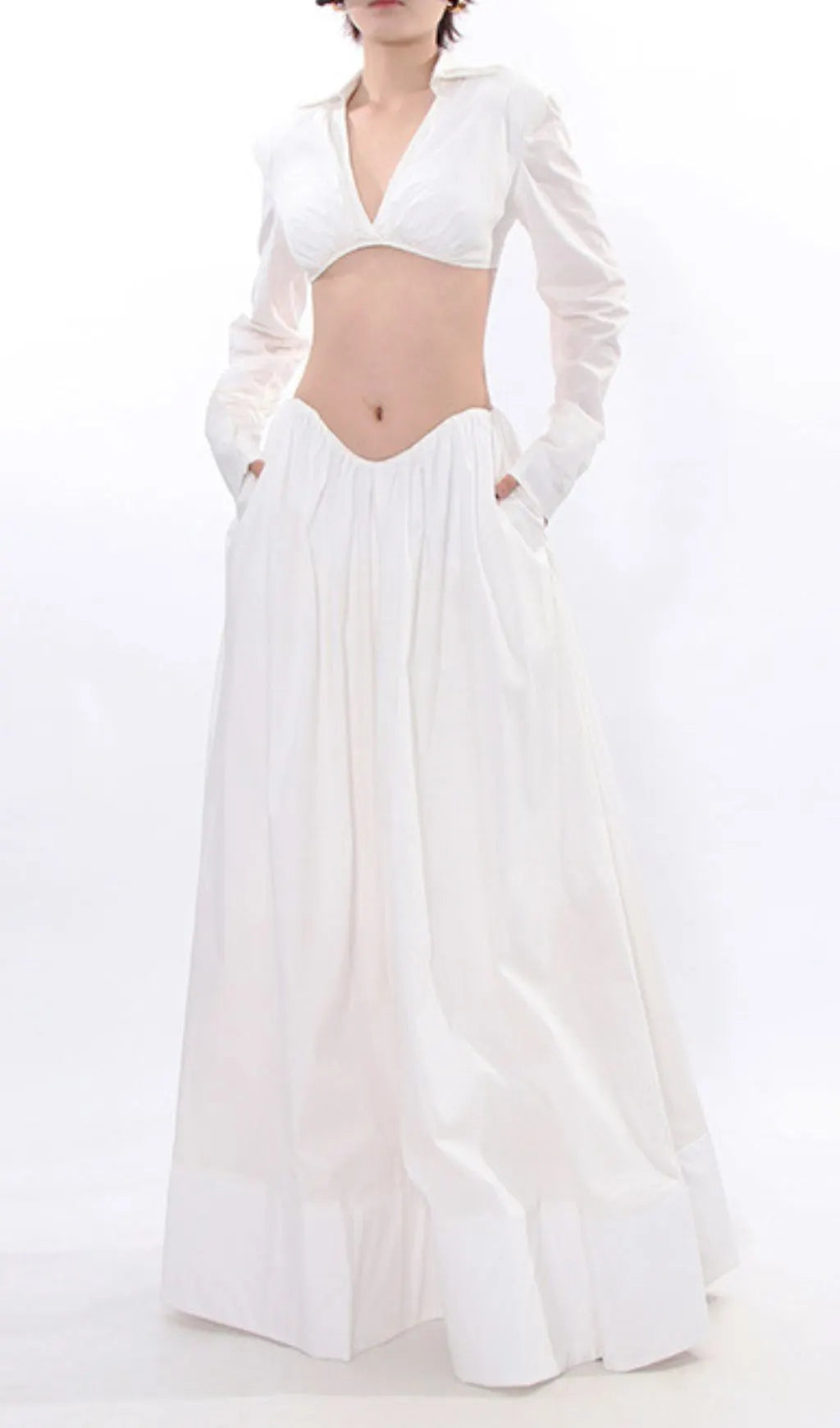 Idra White Long Sleeve Two-Piece Set Flowering Girl