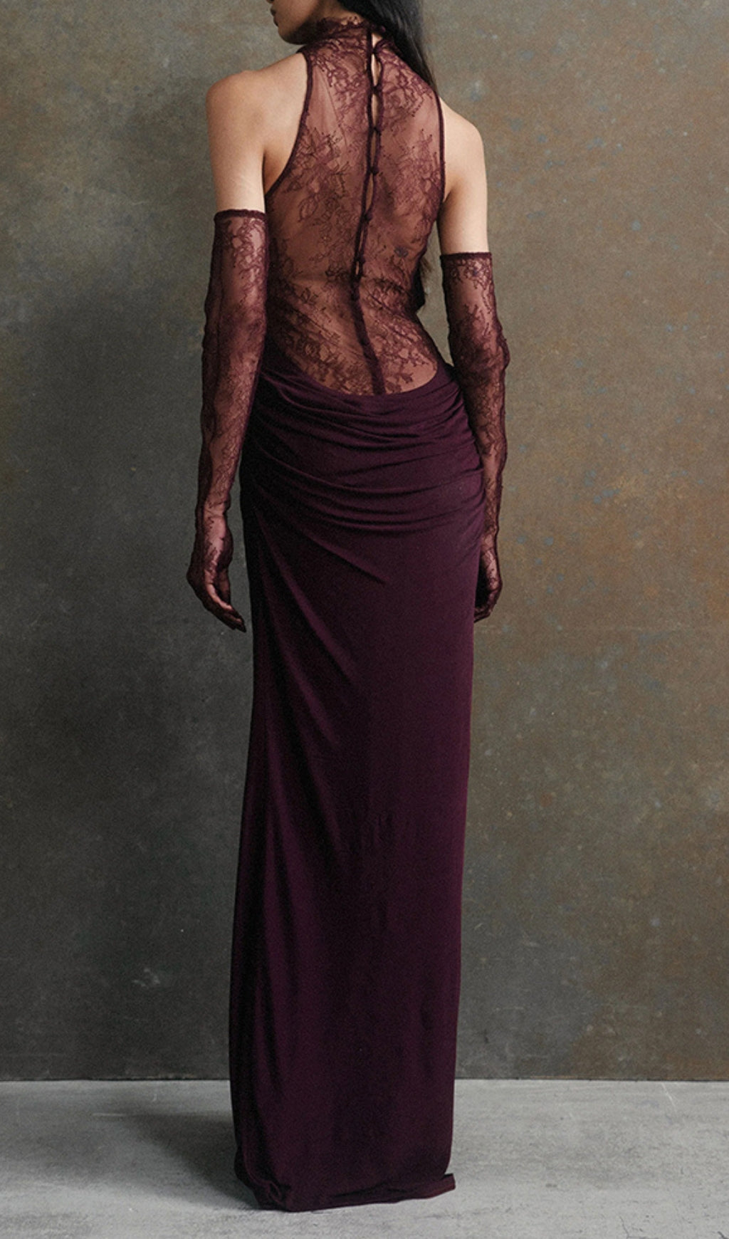 Cascade Lace Deep-V Maxi Dress Flowering Girl