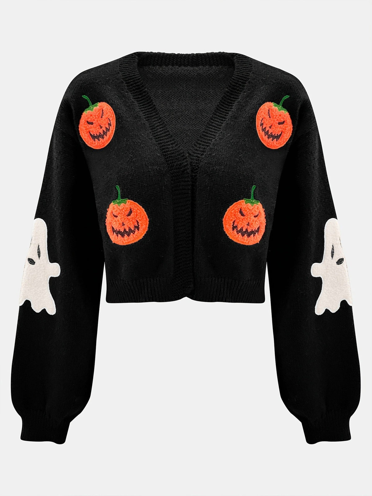 Halloween Pumpkin Ghost Patch Cropped Cardigan Flowering Girl