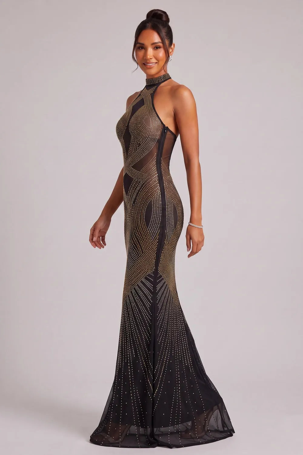 Black Embellished Mermaid Evening Gown Flowering Girl