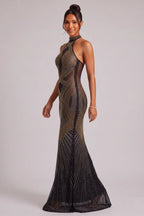 Black Embellished Mermaid Evening Gown Flowering Girl