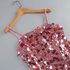 Virginia Strappy Sequin Embellished Mini Dress In Pink Flowering Girl
