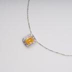 Eini Yellow Square Gemstone Pendant Sterling Silver Necklace Flowering Girl