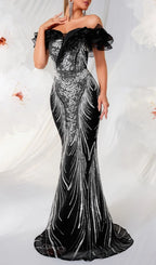 Lamis Off-Shoulder Sequin Mesh Gown Flowering Girl