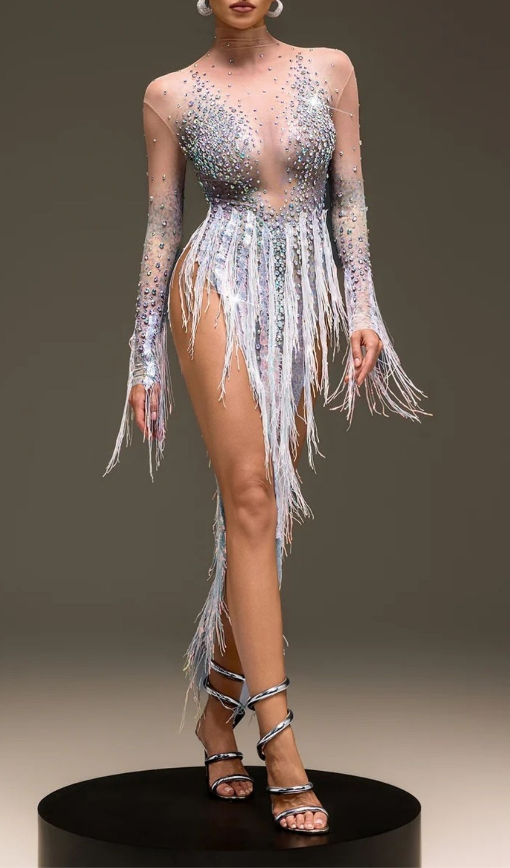 Morvayne Crystal Fringe Mesh Dress Flowering Girl