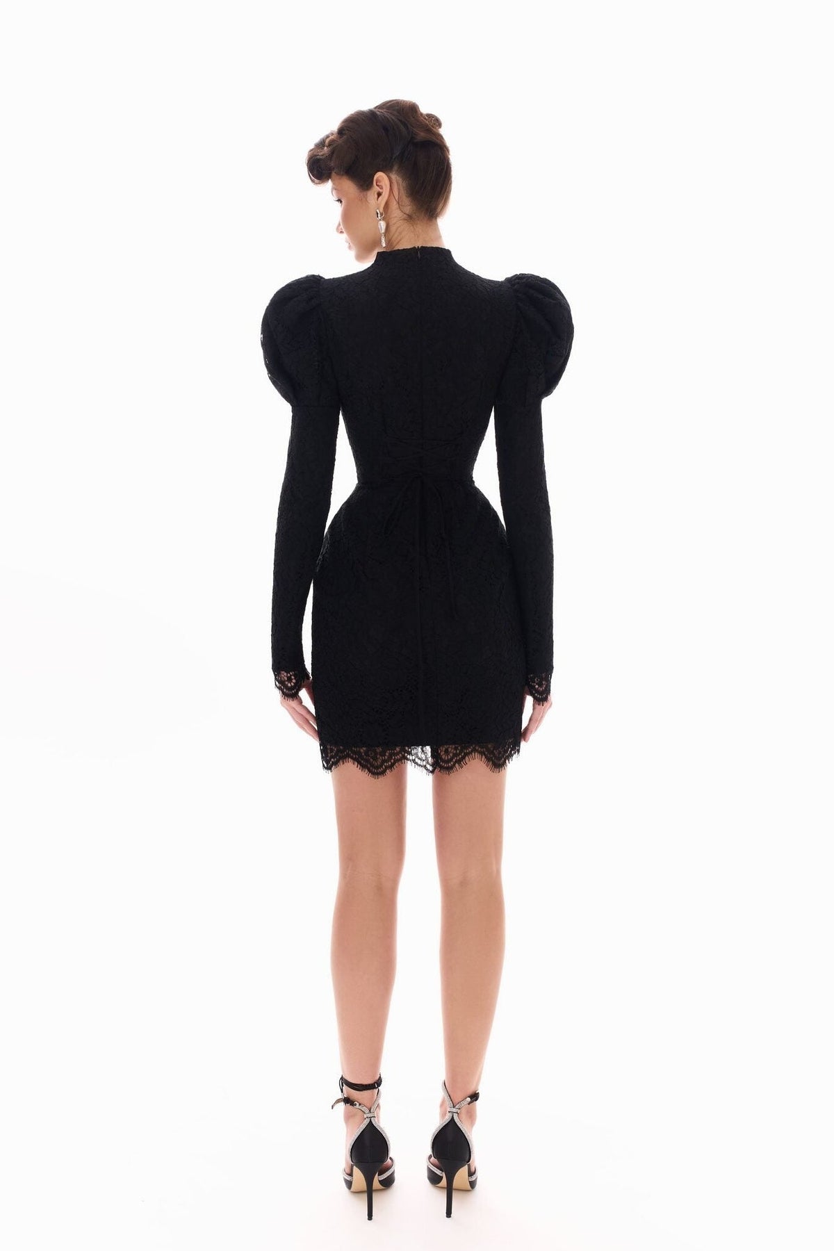 Lace Puff-Sleeve Mini Dress Flowering Girl