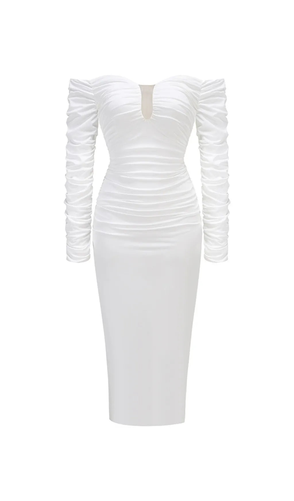 Coryn White Long Sleeve Midi Dress Flowering Girl