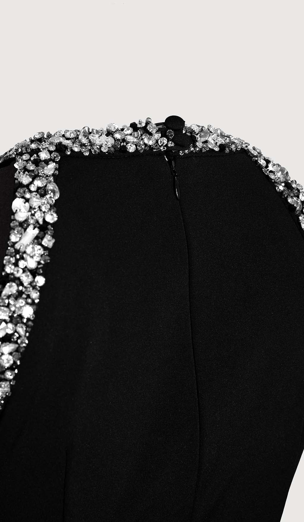 Rhinestone Embellished Sundress In Black Flowering Girl
