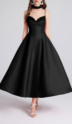 Carminda Black Patchwork Midi Dress Flowering Girl
