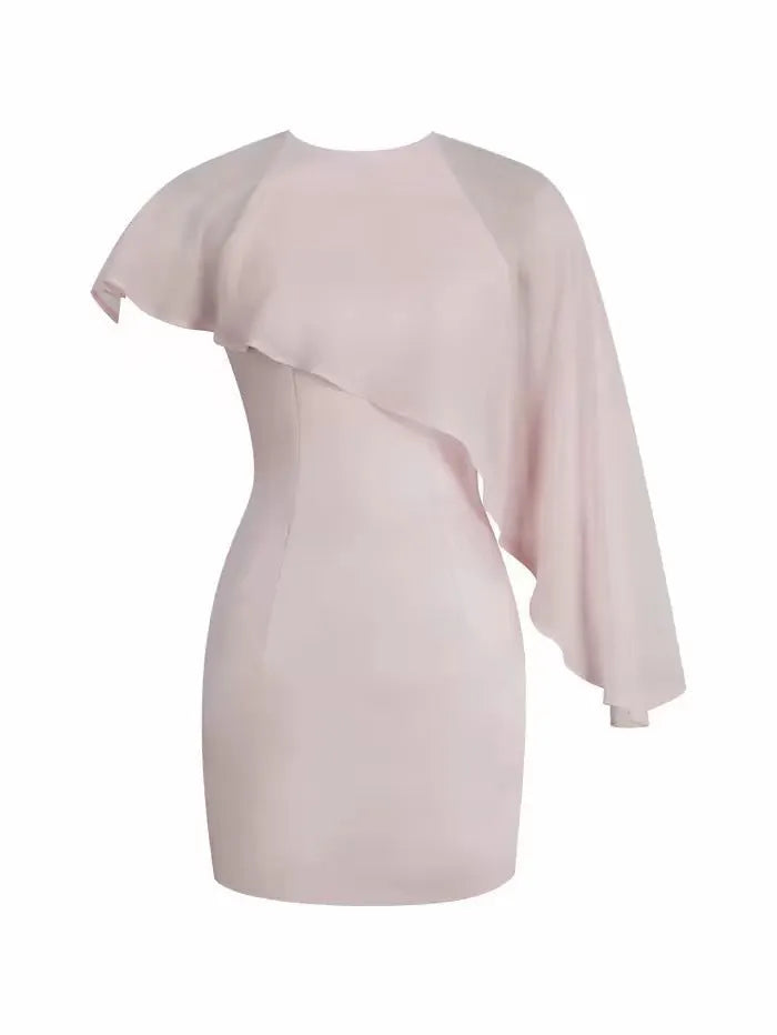 Cape Overlay Bodycon Mini Dress - Pink Flowering Girl