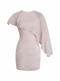 Cape Overlay Bodycon Mini Dress - Pink Flowering Girl