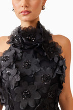 Cherry Blossom Mini Dress In Black Flowering Girl