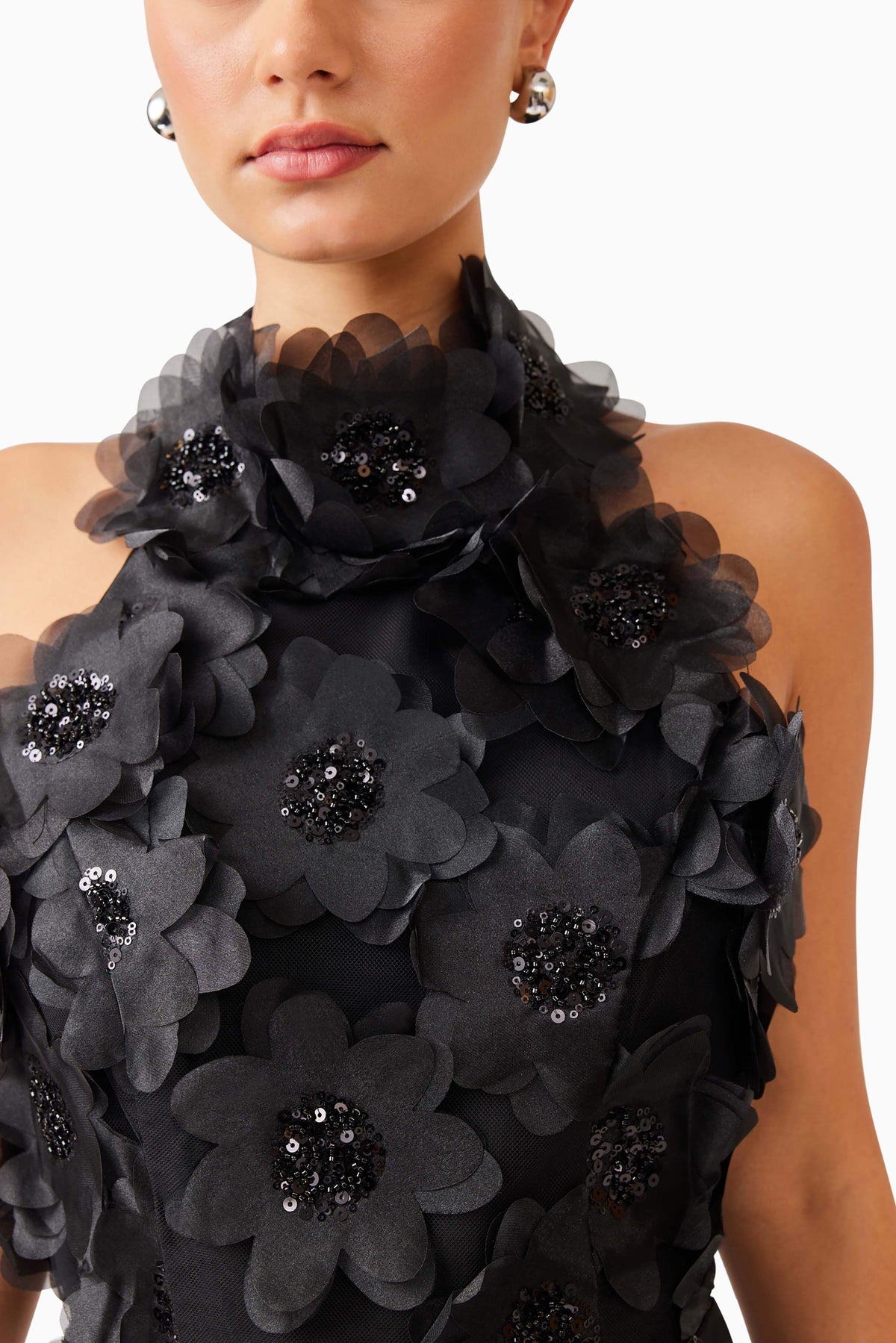 Cherry Blossom Mini Dress In Black Flowering Girl