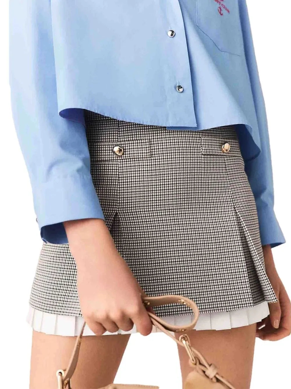 Pleated Skirt with Poplin Details Flowering Girl