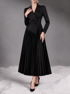 Moana Black Long Sleeve Pleated Maxi Dress Flowering Girl