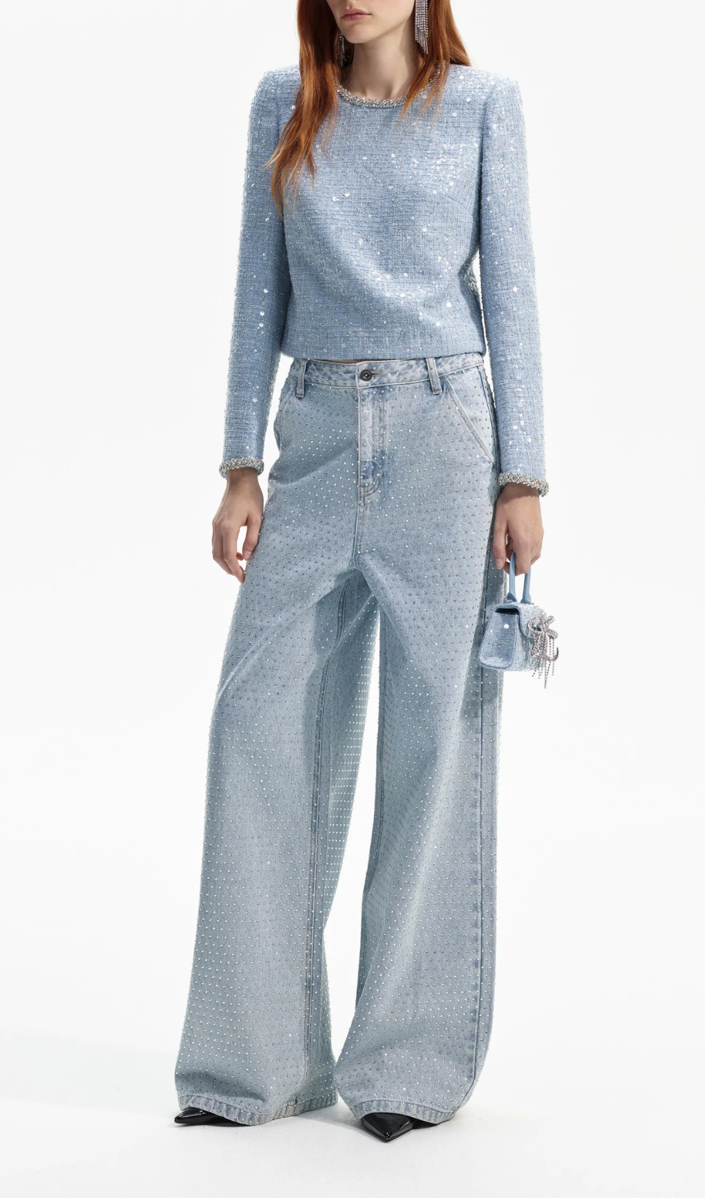 BLUE SEQUIN BOUCLE TOP Flowering Girl