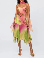Yesmora Scarf Ruffle Floral Mini Dress Flowering Girl