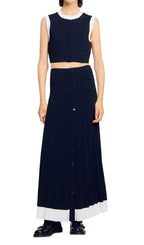 Two Tone Cropped Sleeveless Cardigan Flowering Girl