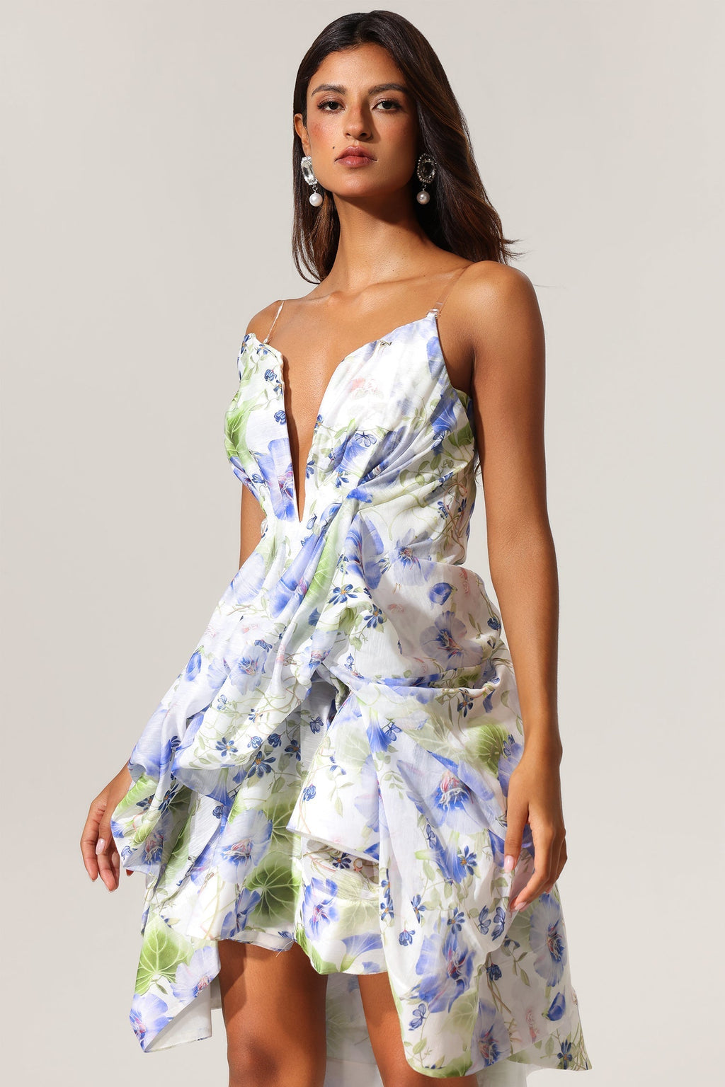 odelia floral print Sleeveless Asymmetrical Mini Dress Flowering Girl