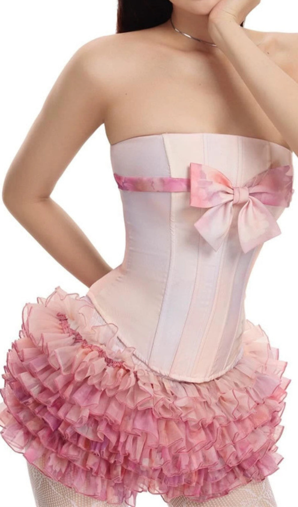 Dalili Pink Corset Top & Skirt Set Flowering Girl