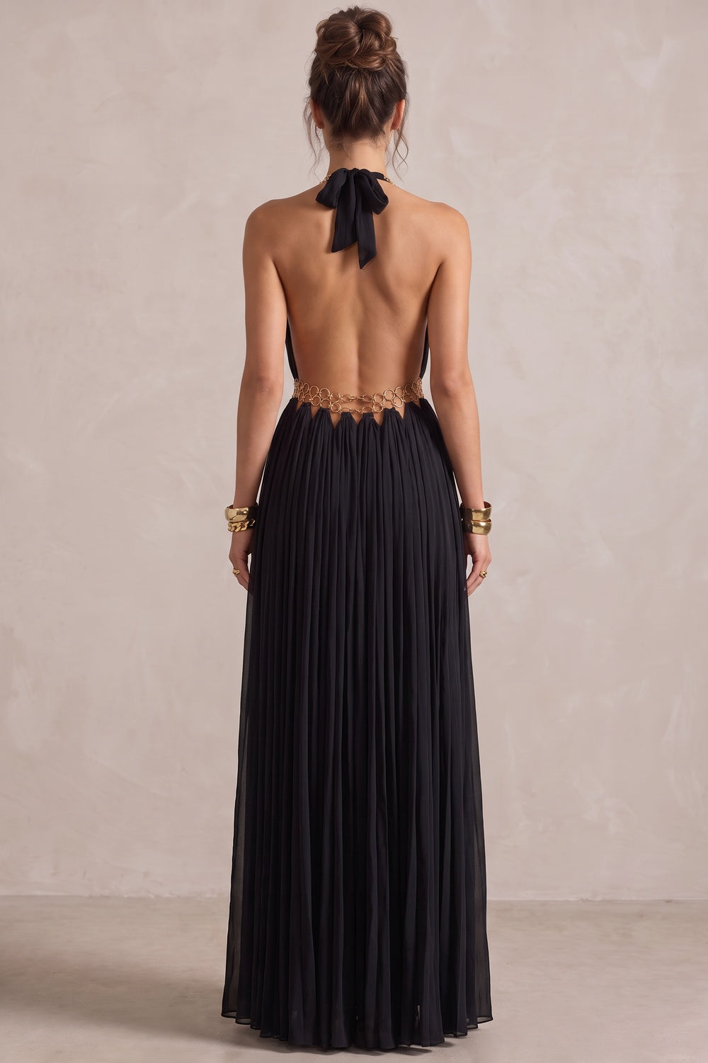 Black Chiffon A-Line Halter Evening Gown Flowering Girl
