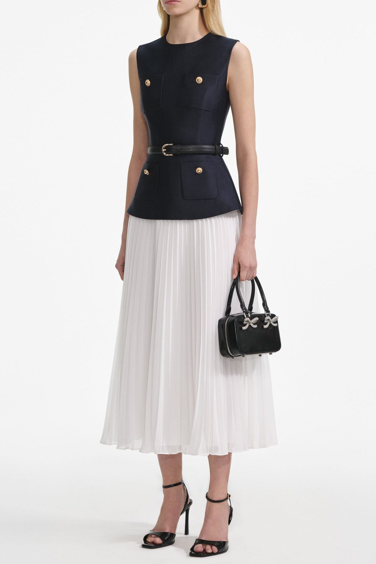 Penny Navy Taffeta Midi Dress Flowering Girl