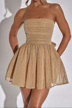 Katrina Mini Dress - Gold Sparkle Flowering Girl