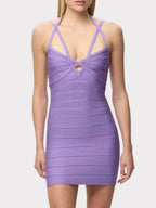 Halter Structured Dress Purple Flowering Girl