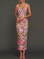Masiela Flower Embroidery Midi Dress Flowering Girl