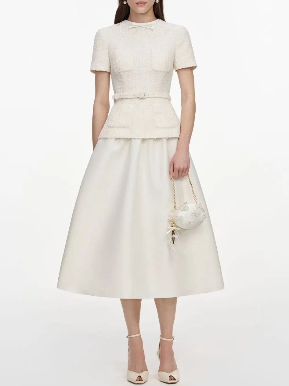 Mallison White Short Sleeve Midi Dress Flowering Girl