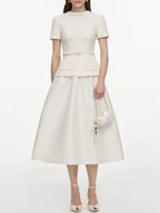 Mallison White Short Sleeve Midi Dress Flowering Girl