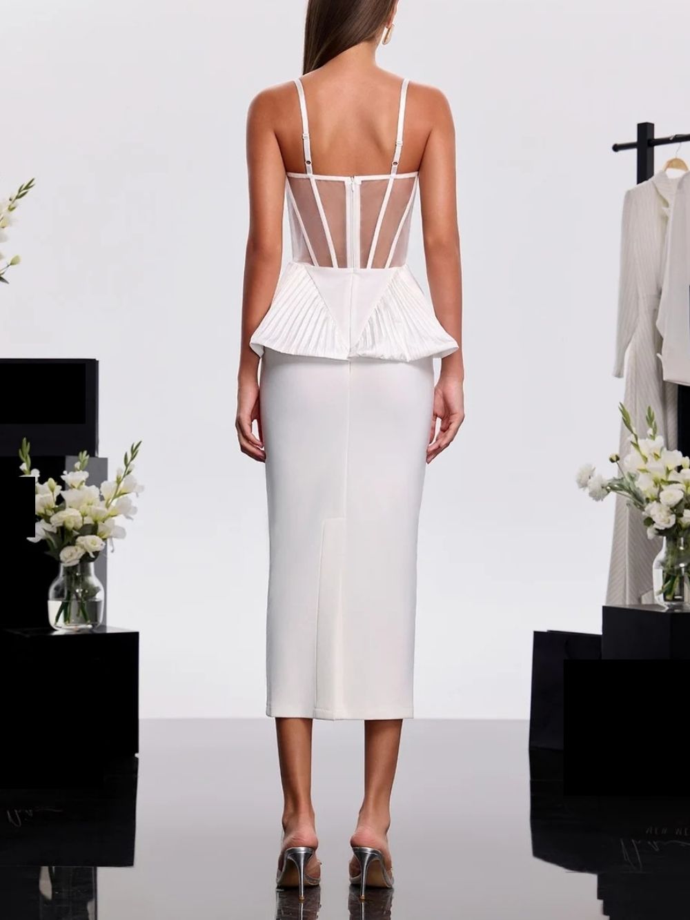 Kasmel Spaghetti Corset Midi Dress Flowering Girl