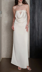 Khadija White Strapless Maxi Dress Flowering Girl