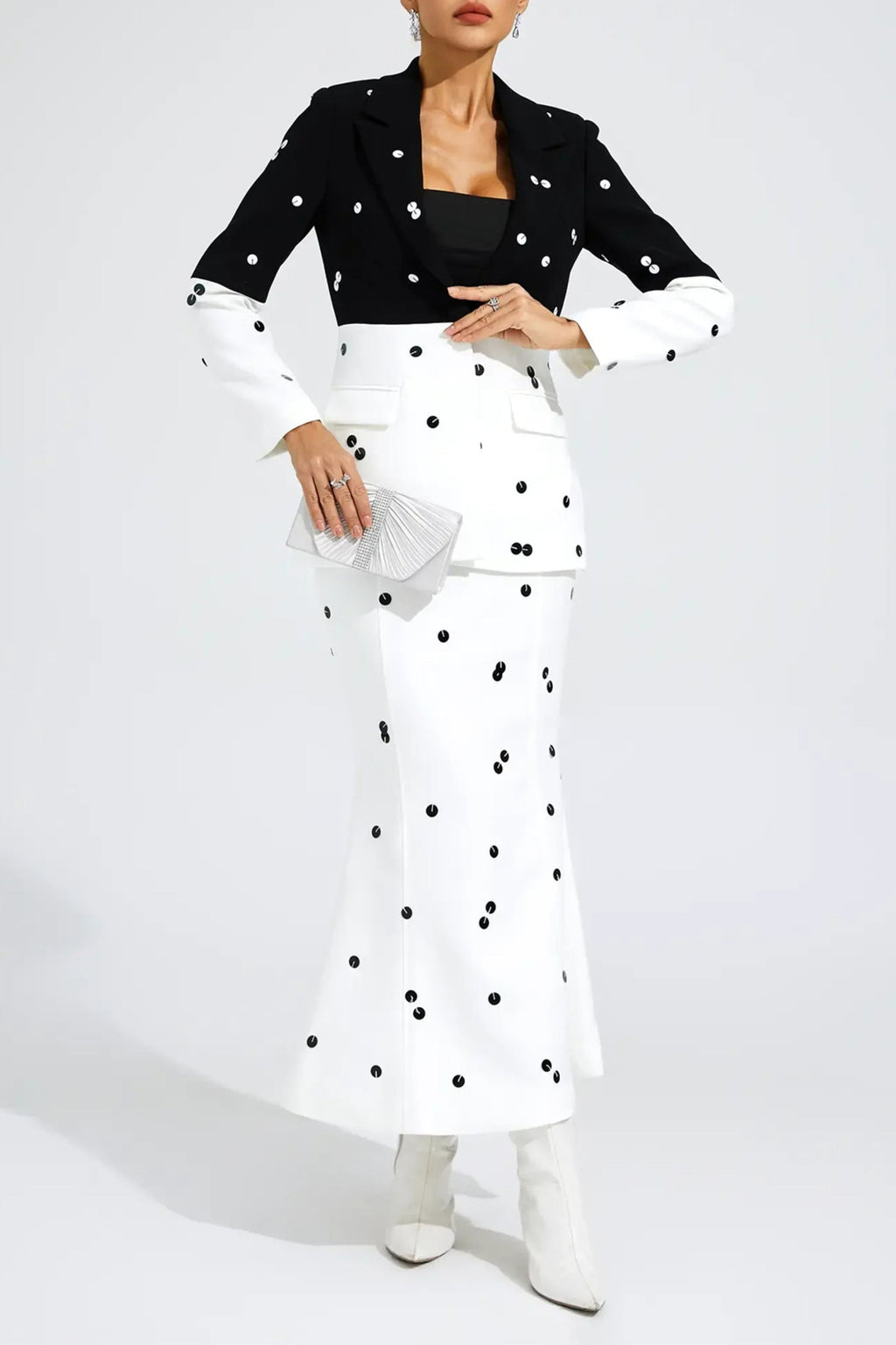 Long Sleeve Sequin Two Piece Midi Set Flowering Girl