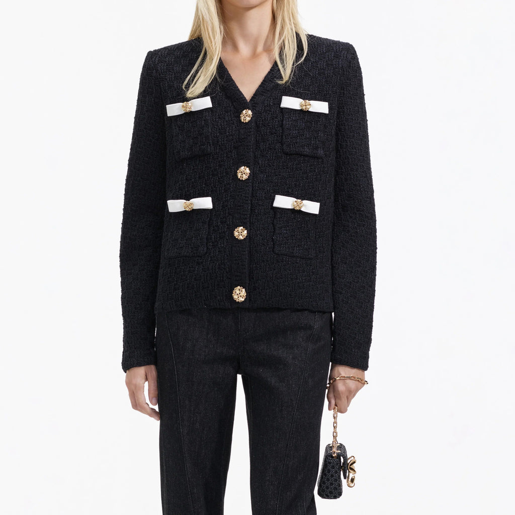 BLACK WEAVE CARDIGAN Flowering Girl