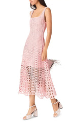 Russelking Rhinestone Crochet Midi Dress Flowering Girl