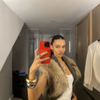 Sleeveless Shoulder Fur Patchwork Cropped Jacket Flowering Girl