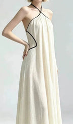 Lauwdina Ivory Halter Maxi Dress Flowering Girl