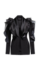 Elexis Black Ruffle Blazer Flowering Girl