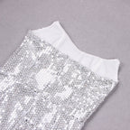 Sequin Feather Midi Dress In White Flowering Girl