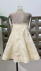 Sabrina Off-Shoulder 3D Floral Mini Dress In Yellow Flowering Girl