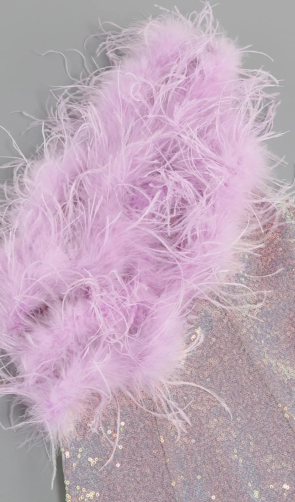 Purple One Shoulder Sequin Feather Mini Dress Flowering Girl