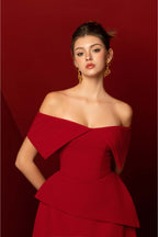 Harper Off-Shoulder Set In Red Flowering Girl