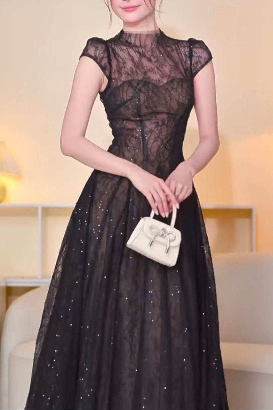 Lace Sequin A Line Midi Dress Flowering Girl