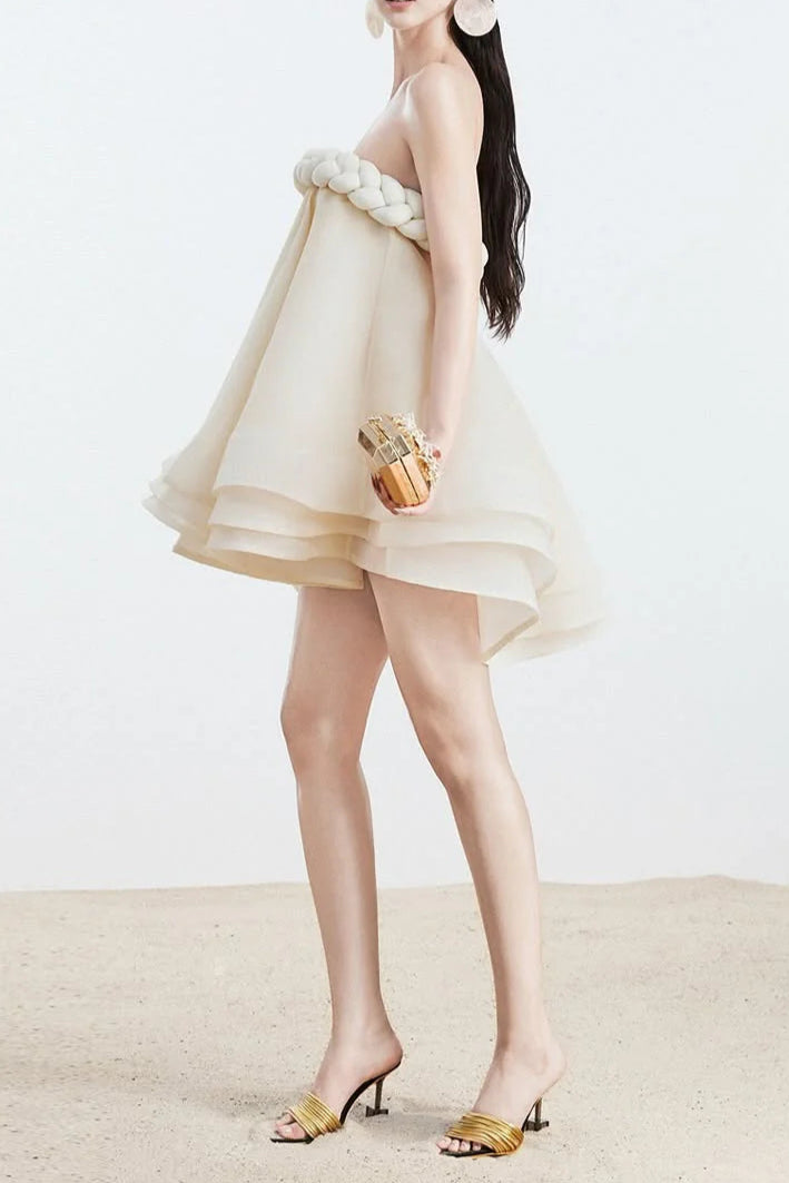 Hemp Rope Tube Top Tutu Skirt In Beige Flowering Girl