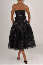 Marissa Midi Dress - Black Sparkle Flowering Girl